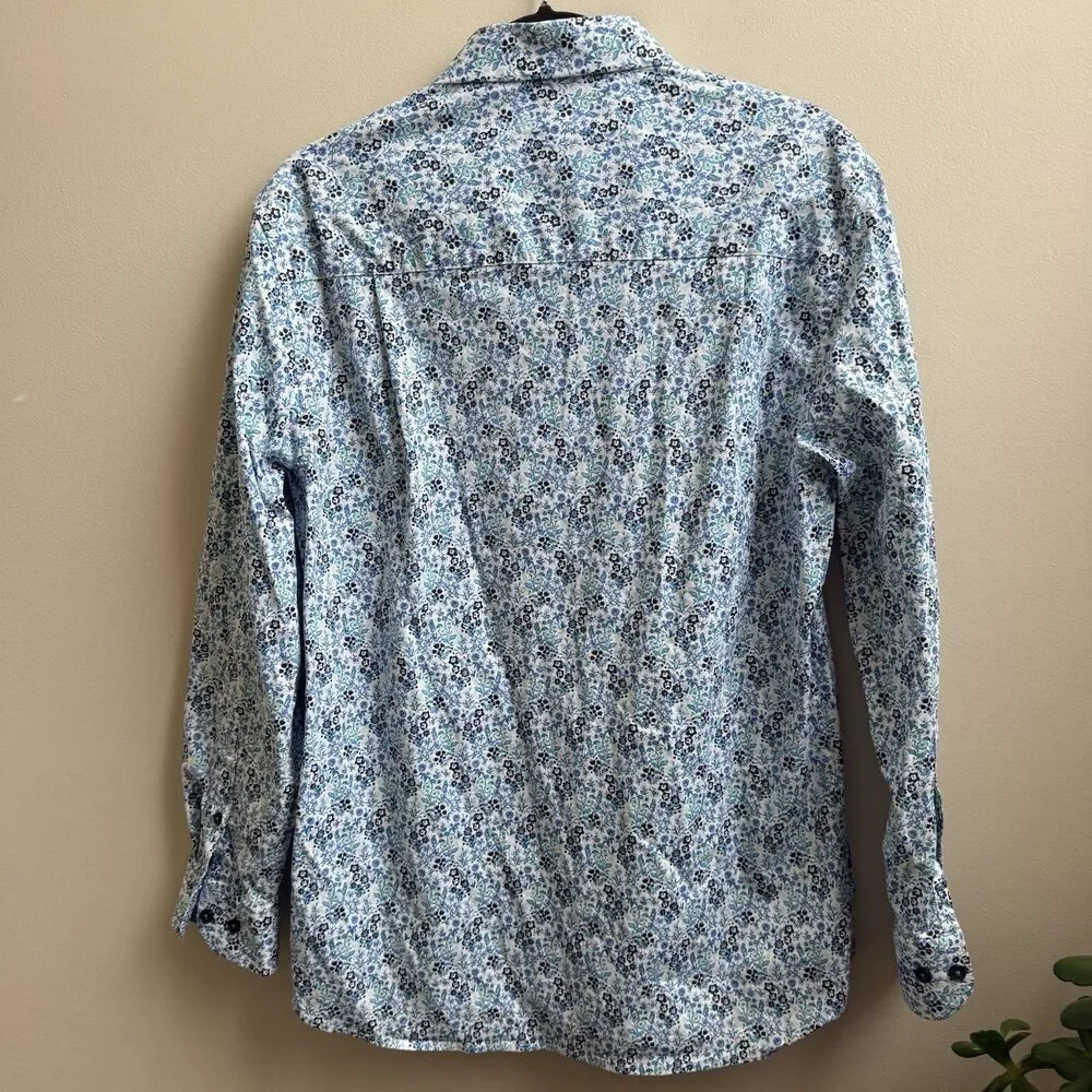 Nick Graham Everywhere Men's Stretch Modern Fit Floral Button Up Shirt Size M